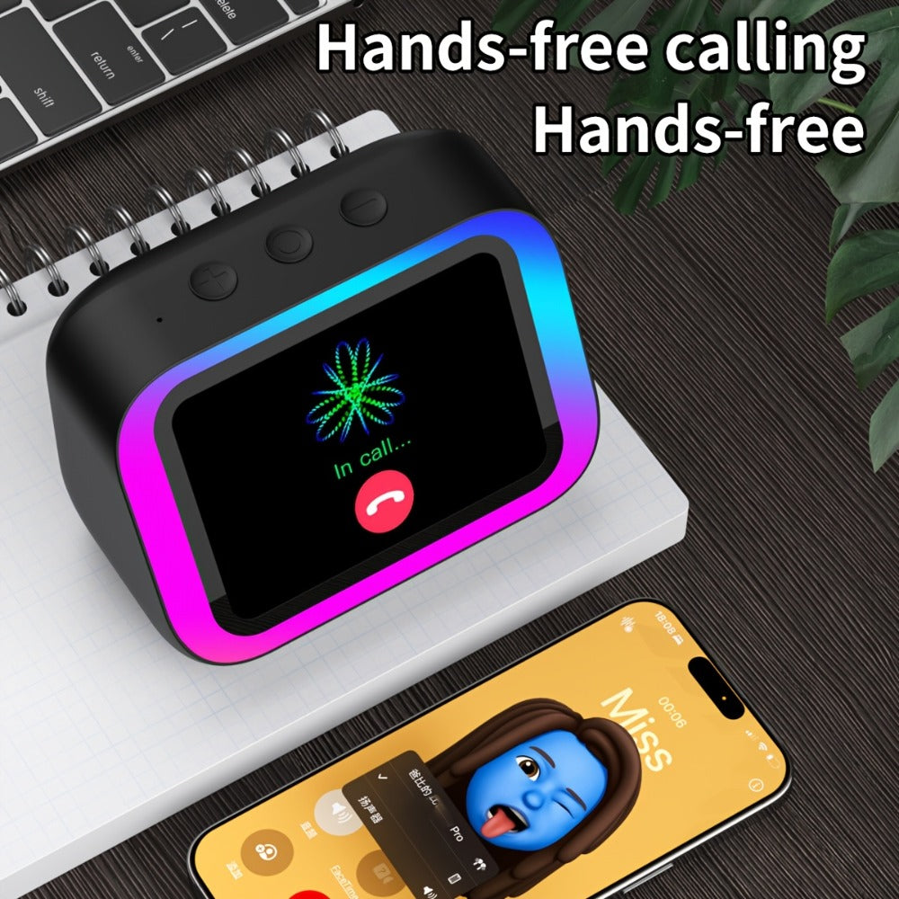 Smart Alarm Clock with AI Voice Assistant & Wireless Speaker - Dynamic RGB Light, Hi-Fi Stereo Sound, HD Display, Answer Calls, Period Tracker, 2500mAh Battery, Portable Bedside Charging Clock