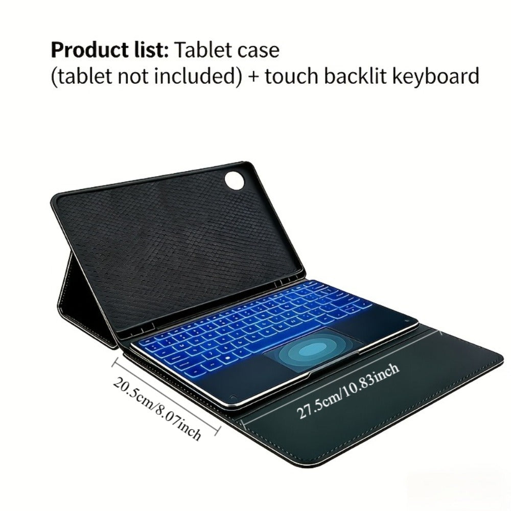Samsung Galaxy Tab A9 Plus Keyboard Case with Detachable USB-C Touchpad – 11" Magnetic Folio Cover with Pen Slot for SM-X210 X215 X216 X218 | Black & Pink | Laptop-Style Productivity Case