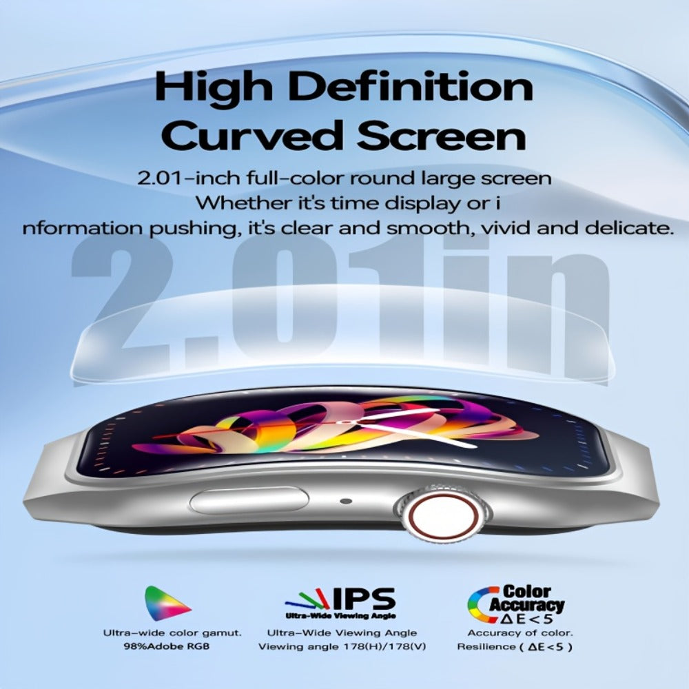 Curved Screen Smartwatch 1.96" HD 360° Panoramic Display, Bluetooth 5.2 Wireless Calling, Heart Rate Sleep Fitness Tracker, Rechargeable Battery, Outdoor Sports Fashion Watch for Men & Women