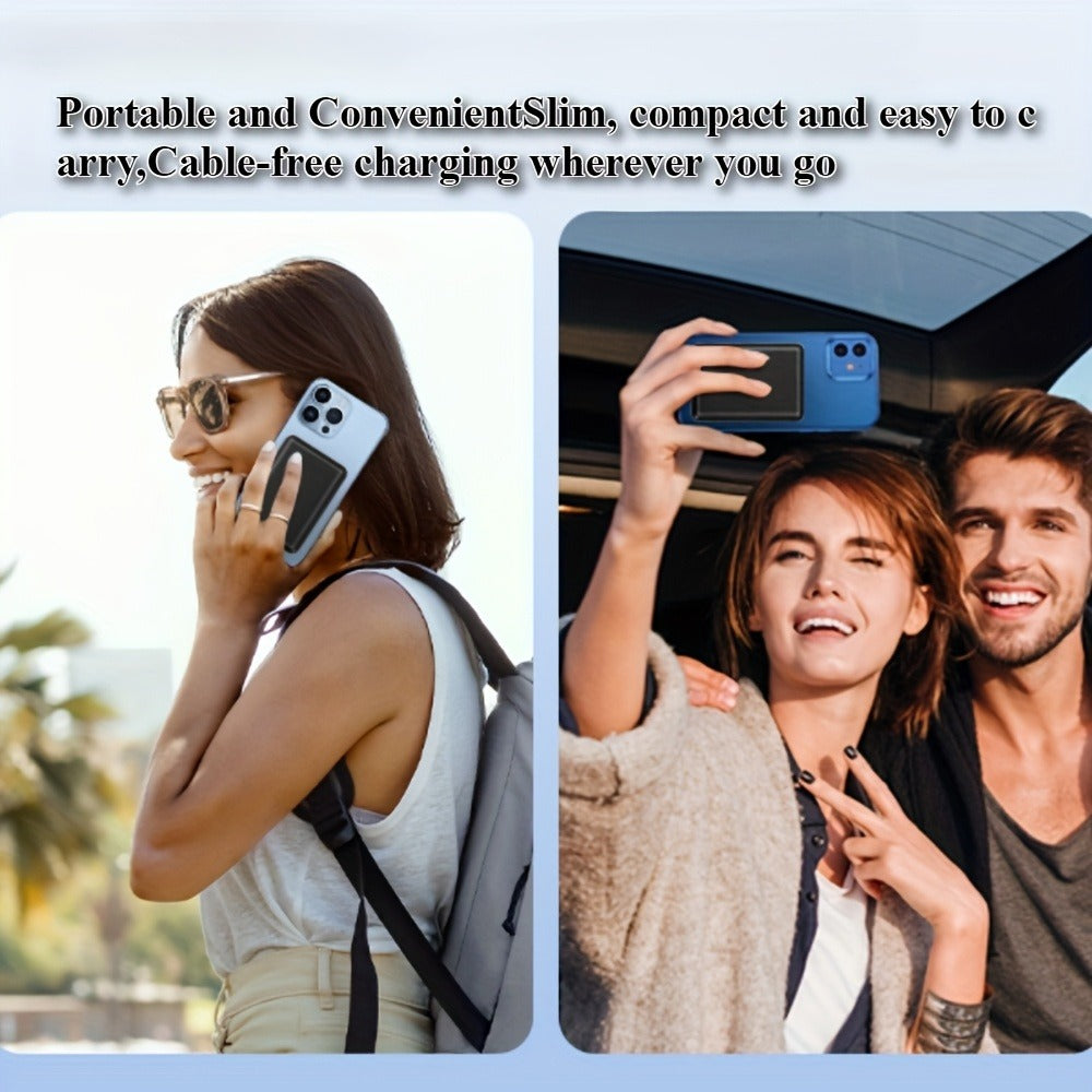 Magnetic Wireless Power Bank 5000mAh Dual Mode – 5W Wireless & 10W Wired Output, USB-C In/Out, Portable Mini Charger for iPhone 17 16 15 14 Android Samsung, Slim Pocket Travel Battery Pack