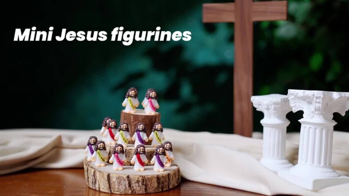 Mini Jesus Figurines for Halloween Trunk-or-Treat 50/100/150pcs – Colorful Bulk Religious Statues 5 Colors, Baptism Favors Sunday School Gifts Christian Party Favor Home Decor Vase Filler