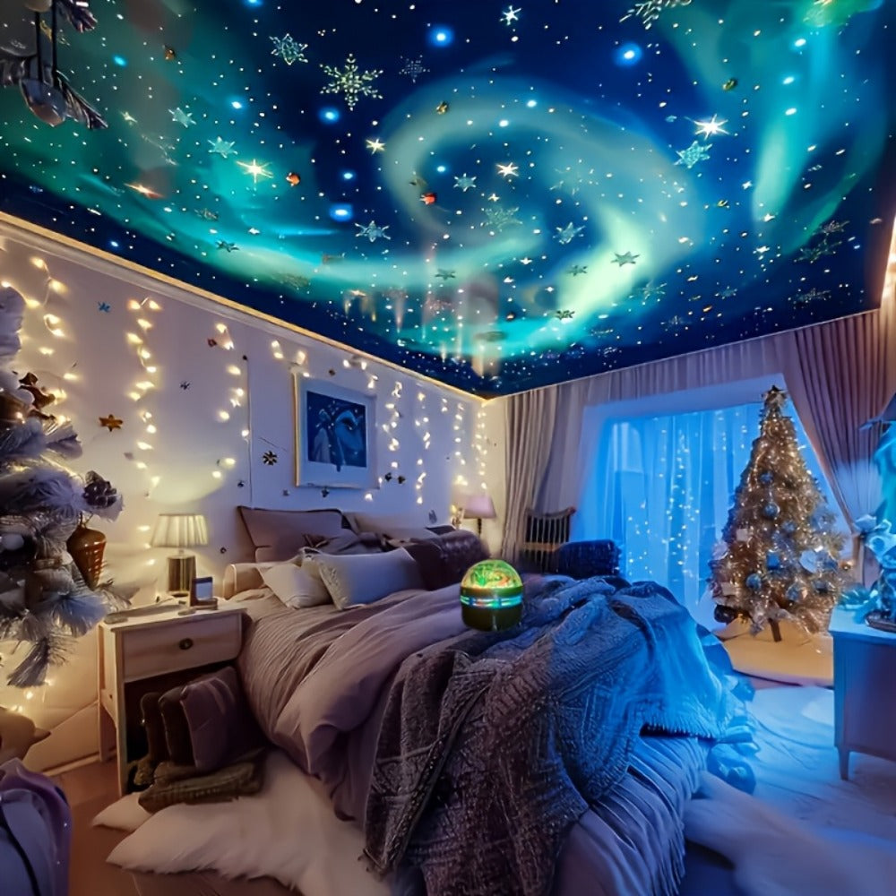 Aurora Borealis Star Projector with Remote – 7 Lighting Effects Galaxy LED Night Light for Bedroom, Camping, Wedding, Party, Halloween & Christmas Decoration