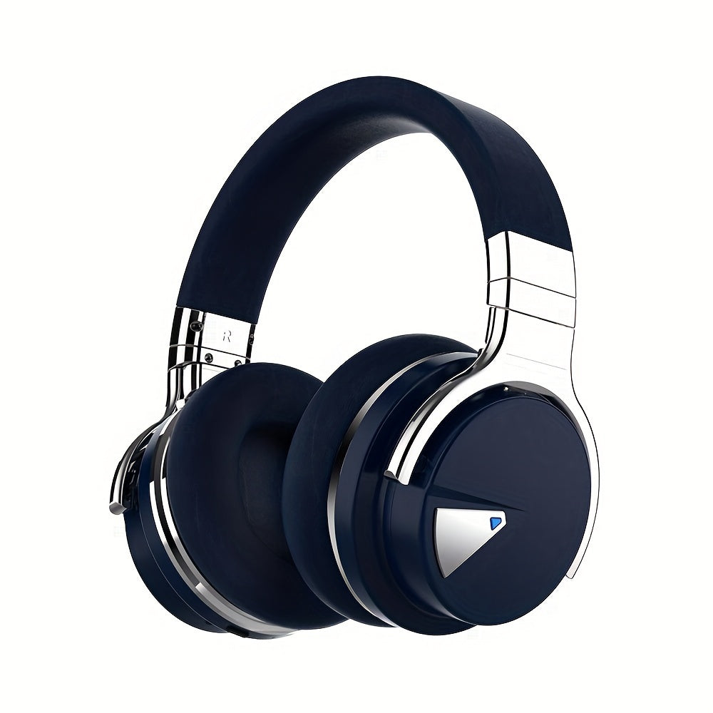 Active Noise Cancelling Over-Ear Headphones MIGHTY ROCK, Wireless Bluetooth 5.2 with 45mm Drivers Deep Bass, 30H Playtime Built-in Mic, Foldable Protein Earpads Headset for Travel Work Study Flight
