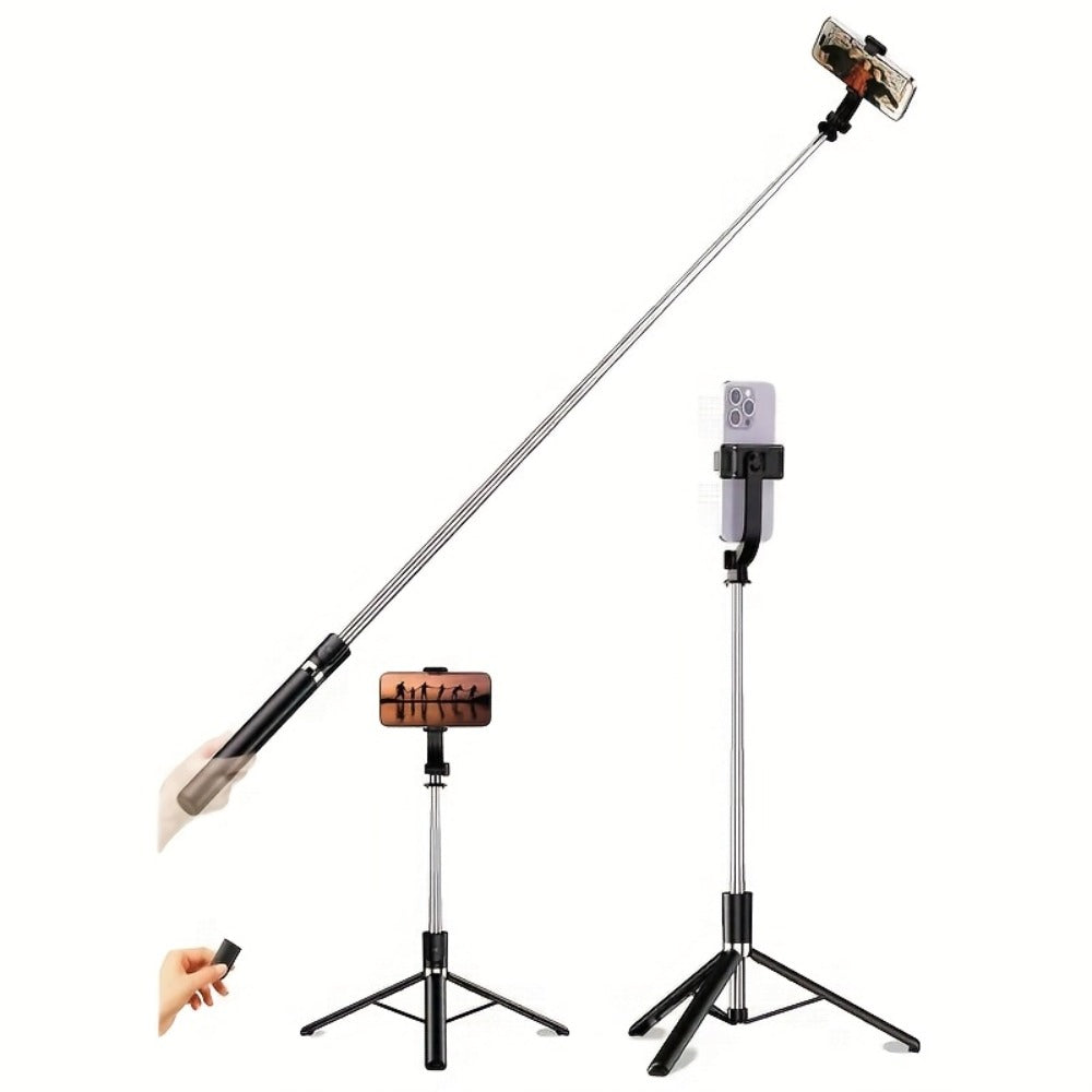 68 Inch Live Streaming Tripod Floor Standing with Wireless Remote – Retractable Selfie Stick, 360° Rotation, Anti-Shake Stable Phone Stand for Travel Vlogs, Outdoor Streaming, iPhone & Android