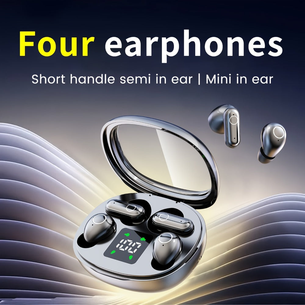 Sleep Mini Earbuds 2 Pairs Wireless Bluetooth In-Ear Headphones Long Battery Life HD Calling 3 Colors Sport Use Single Compartment Case All Seasons