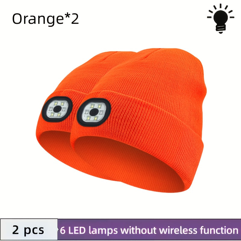 LED Knit Beanie with USB Rechargeable Lights – Light-Up Acrylic Knit Hat for Running, Hiking & Outdoor Activities, Stretchy Unisex Winter Beanie with Built-In LED Headlamp, Lightweight & Warm
