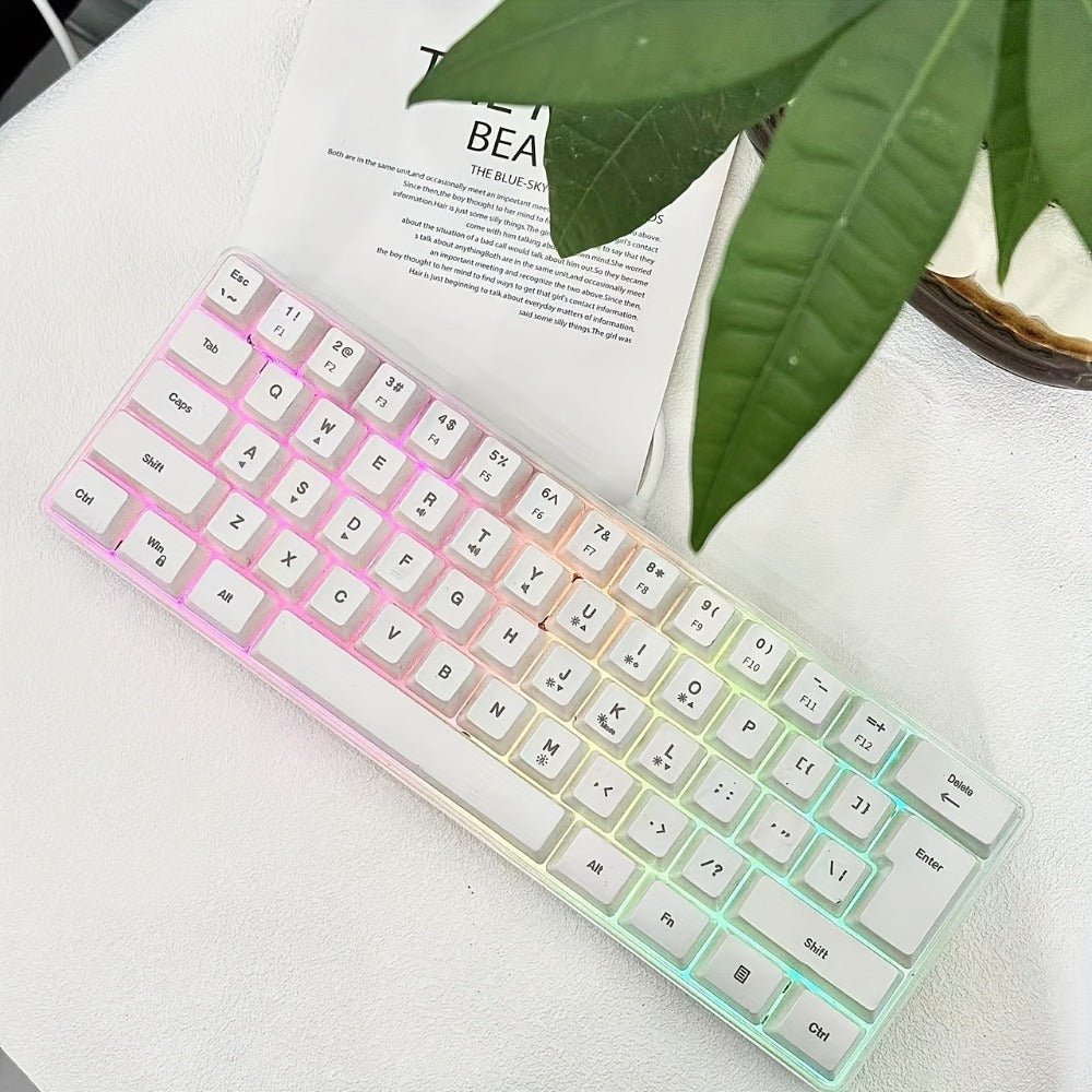 RGB Gaming Keyboard 68 Key Wired Mechanical Feel with RGB Backlight Film Switch Keycap Detachable Cable Compact TKL Layout for Gaming Office PC – 61/68 Key Multi-Color Options (K701)