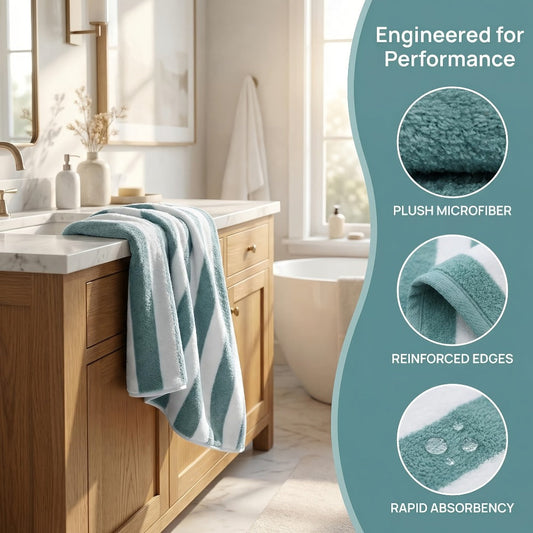 Striped Microfiber Towels, 100% Polyester, 1-, 3-, and 10-Piece Options