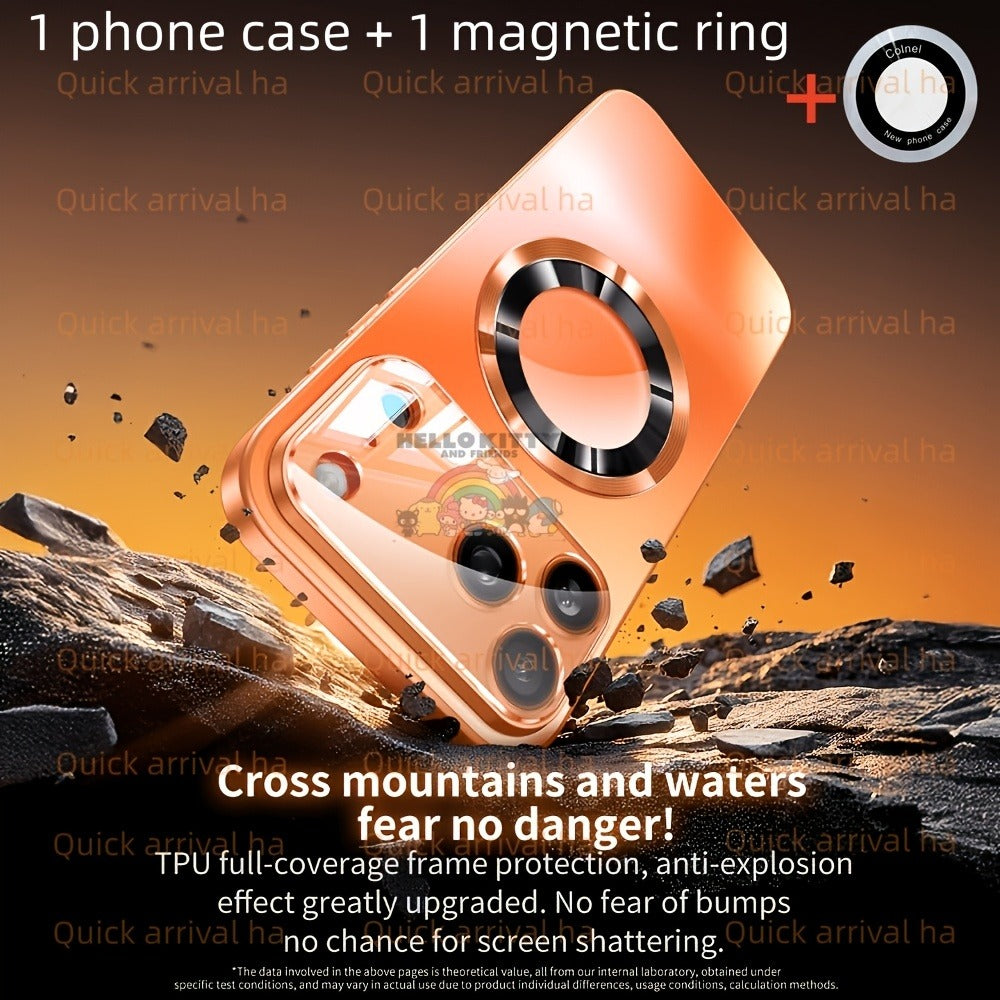 MagSafe iPhone Case Matte Titanium with Built-In Glass Lens Protector for iPhone 17 Pro Max Air 16 15 14 Series – Shockproof Luxury Magnetic Wireless Charging Cover