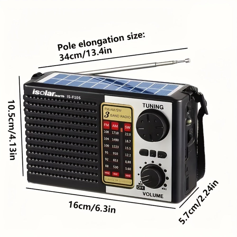 Solar Powered Portable AM/FM/SW Radio with MP3 Player, LED Display, USB Charging, One-Touch Recording & Ergonomic Handle, Multi-Band Digital Tuner for Camping Hiking Emergency Outdoor Use