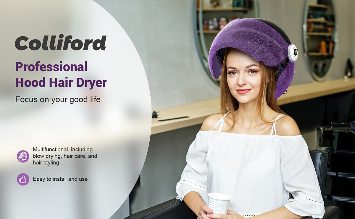 Ionic Floor-Standing Hooded Hair Dryer 1875W — Adjustable Height Professional Salon Hood Dryer for Deep Conditioning, Natural Hair, Roller Sets & Color Processing, 4 Colors
