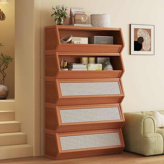 Bamboo Shoe Rack with Flip Drawer, Narrow Freestanding Entryway Storage