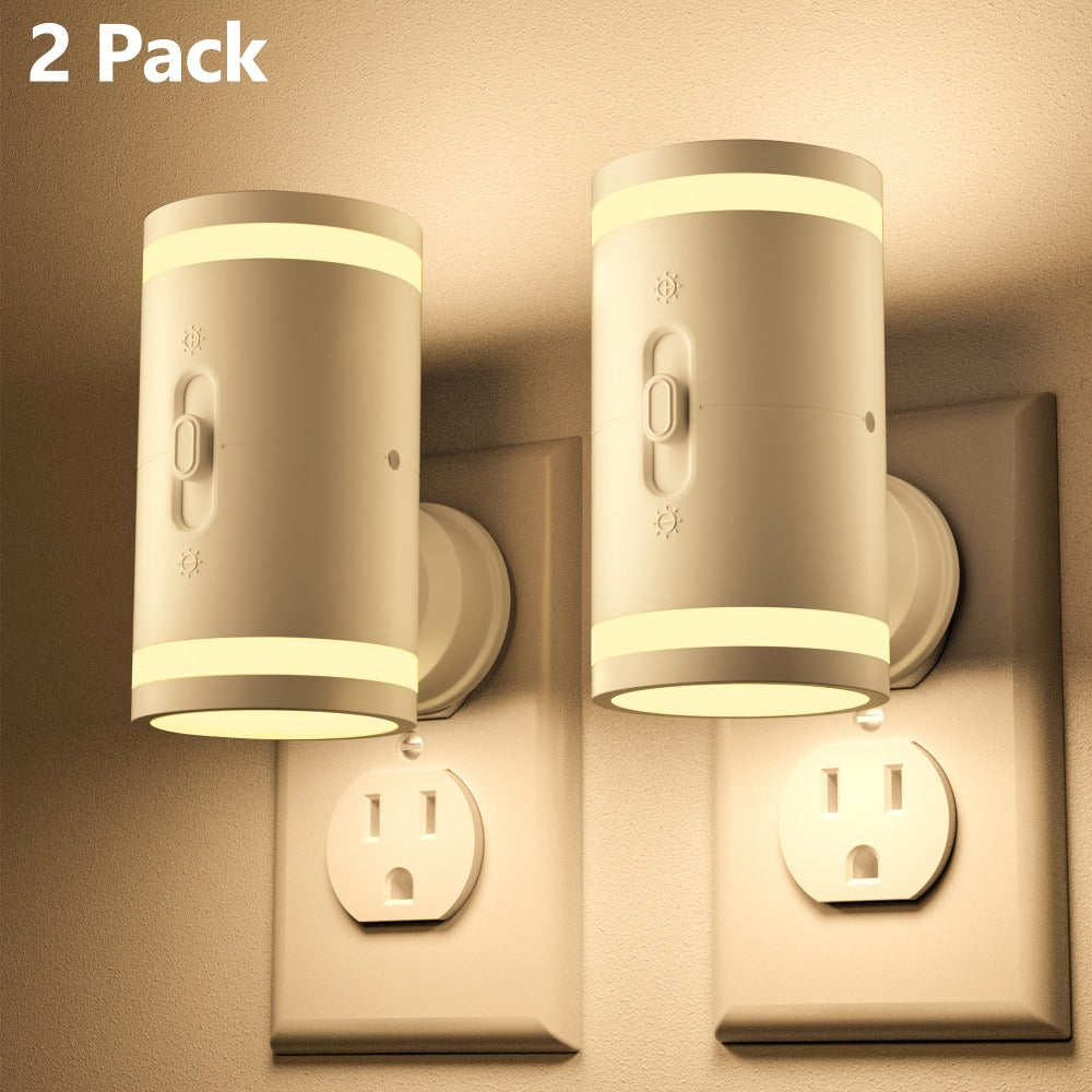 LED Night Light Plug In Dusk to Dawn Sensor – 5-120LM Adjustable Brightness, 3 Color Temperatures, Modern Plug-In Night Lights for Hallway, Bedroom, Staircase, Bathroom & Toddler Room, 2 or 4 Pack