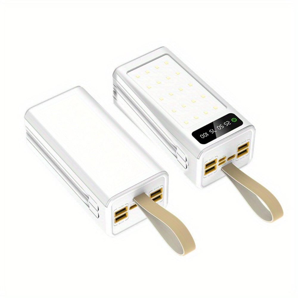 80000mAh Power Bank Built-in 4 Cables PD22.5W Fast Charging – LED Digital Display, Flashlight, Lanyard, Multi-Port Output, Portable Emergency Battery Pack for Outdoor Camping Travel iPhone Android iPad Gift