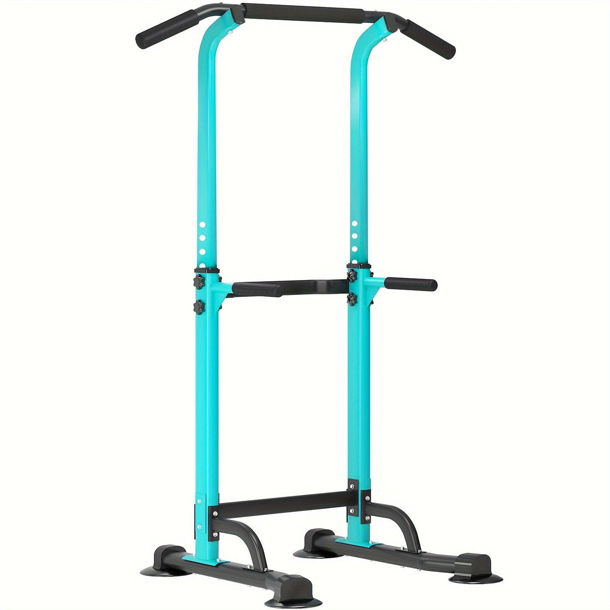 Power Tower Dip Station Pull Up Bar for Home Gym – 330lb Capacity, 10 Height Levels 65"-83", 6 Exercise Positions, H-Base with Suction Cups – Full Body Strength Training Equipment