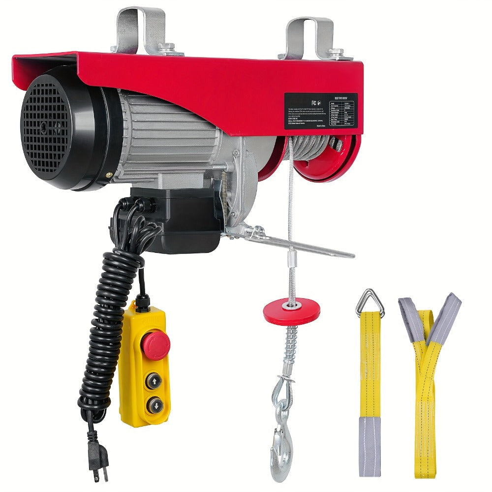 Electric Hoist 440 lb Garage Hoist Winch 120V – 220 lb Single Rope / 440 lb Dual Rope, 40 ft Lift Height, Solid Copper Motor, Emergency Stop Switch, 5.25 ft Corded Control for Garage, Workshop & Construction