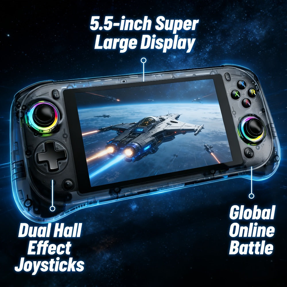 J55 Online Multiplayer Handheld Game Console – 5.5 Inch Large Screen, Open-Source System, 64GB Storage, Ultra-Long Battery Life, Global Online Gaming, High-End Portable Edition, Perfect Holiday Gift