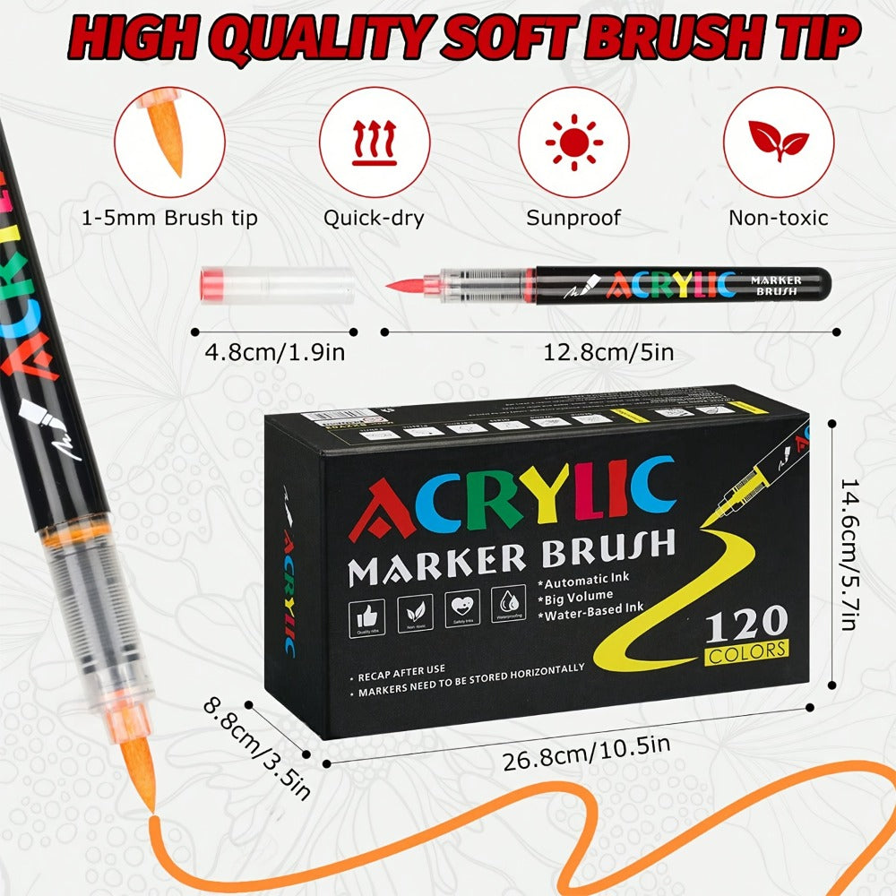 Acrylic Paint Pens Marker Set for Rock Painting Canvas Wood Glass Fabric Ceramic Fine Tip Liquid Acrylic Markers for Artists Adults Kids Available in 12 36 60 80 120 Colors