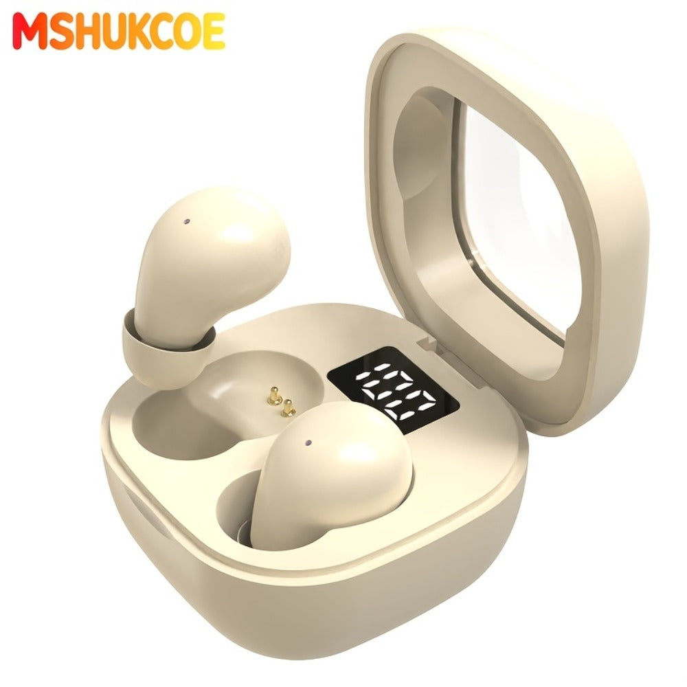 MSHUKCOE Ultra Thin Sleep Earbuds Low Latency Sleep Game Mode, Dual Noise Reduction 6D Bass HiFi Invisible In-Ear Wireless Earphones Ultra Long Battery Life, Birthday Gift