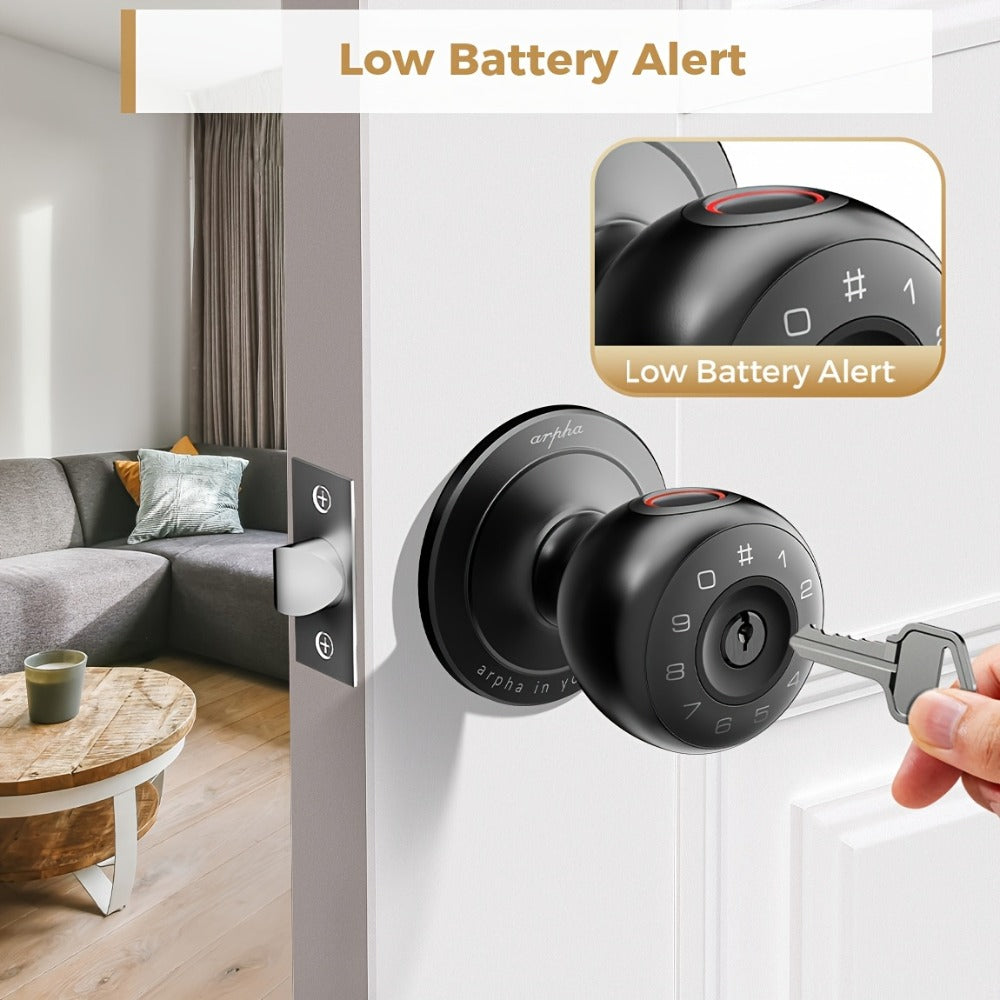 Arpha Smart Deadbolt Lock with Fingerprint Keypad & App Control - 4-in-1 Keyless Entry Door Lock, Auto-Lock, Passage & Privacy Mode, 50 Fingerprints & Codes, Zinc Alloy, Easy DIY Install