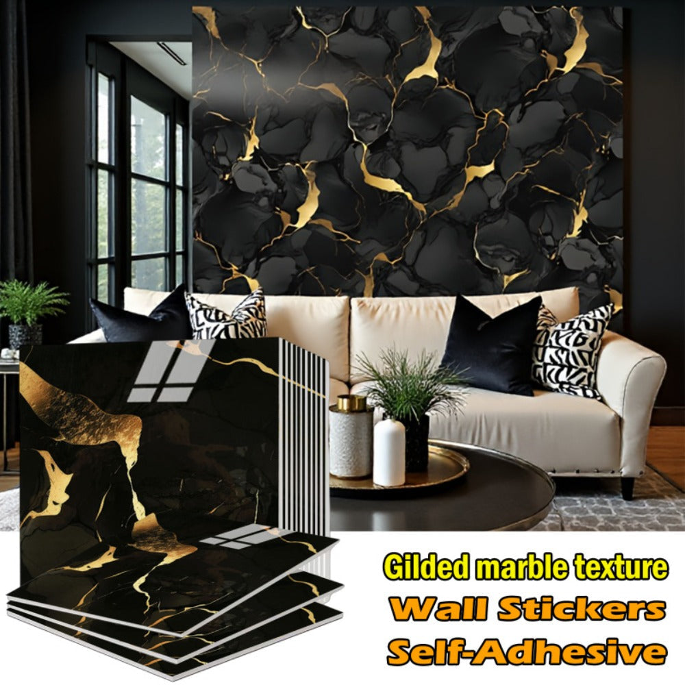 Self-Adhesive Marble Tile Stickers 11.8x11.8in Peel and Stick Wall Tiles for Bathroom Kitchen Backsplash – Waterproof 3D Glossy Imitation Marble Wall Panel, Easy to Install, 50 or 100 Pack