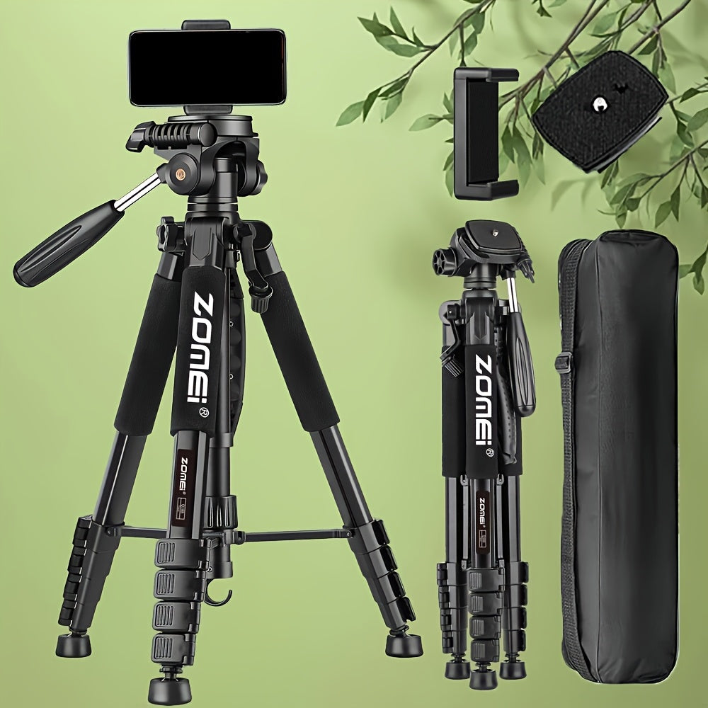 Aluminum Alloy Camera Tripod 65 Inch Heavy Duty Extendable with Phone Clip & Carry Bag – Professional Stand for DSLR SLR Mirrorless Camera Smartphone Projector Spotting Scope Travel Photography