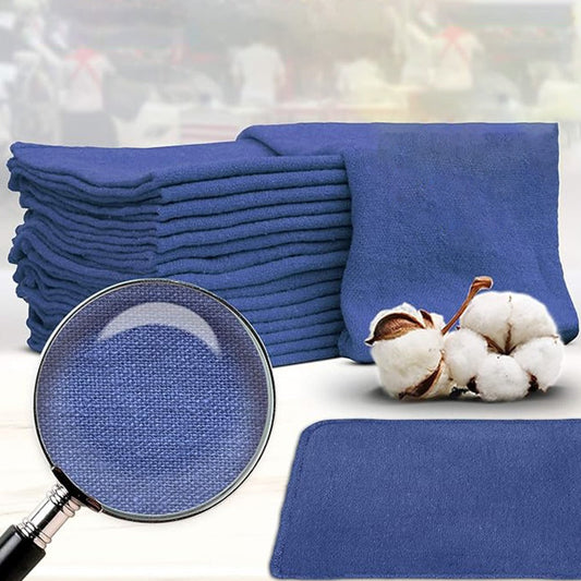 Cotton Shop Rags, 12 x 14 Inches, Reusable Cleaning Towels in Bulk Packs