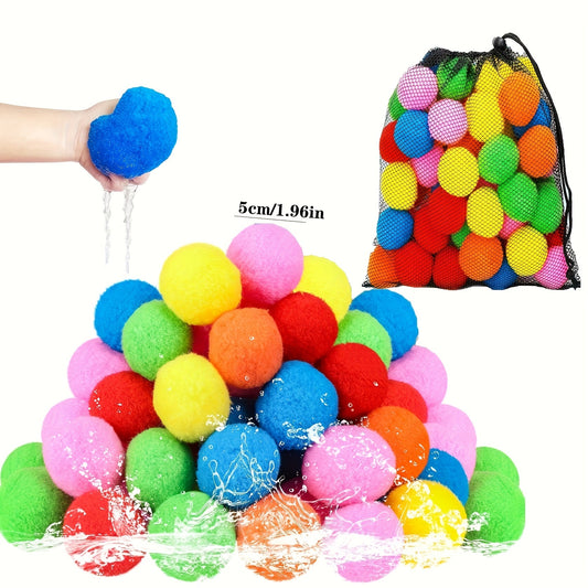 Reusable Water Balloons and Sponge Balls, 36-Piece Set with Mesh Storage Bag