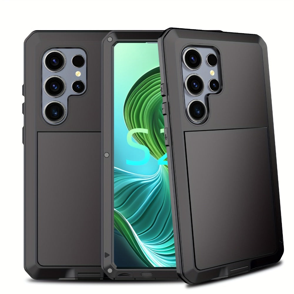 Heavy Duty Samsung Galaxy S24 Ultra Case Rugged Metal with Built-In Glass Screen Protector – Military-Grade Shockproof Dustproof Drop Protection Hard Cover, Compatible with Galaxy S23 Ultra S-Pen