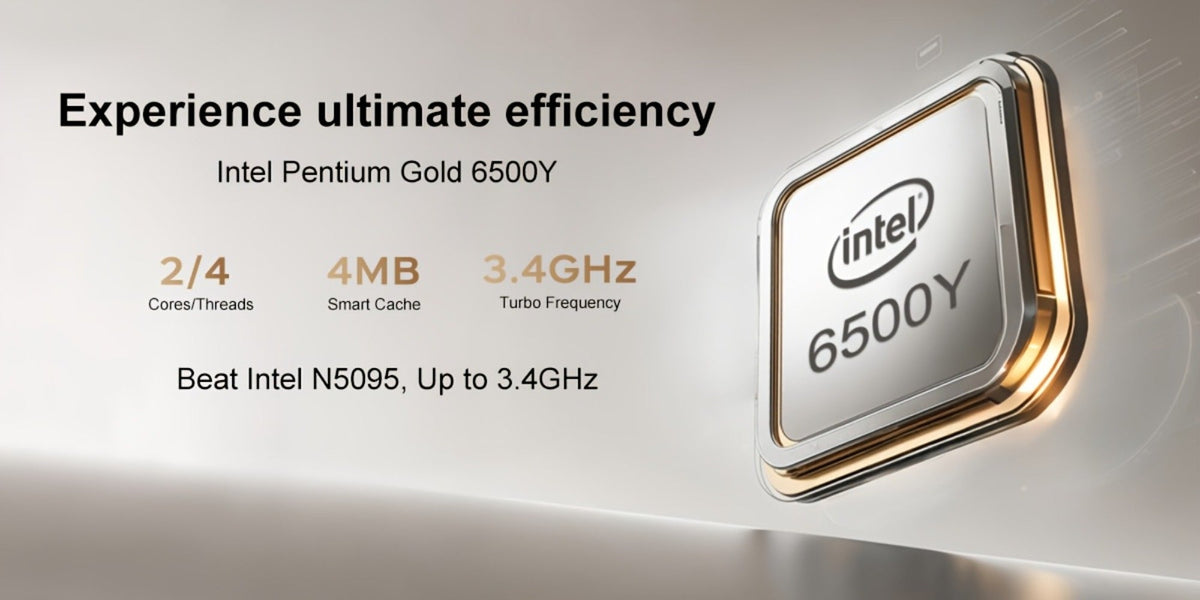 15.6 Inch Ultra-Thin Laptop, Intel Pentium 6500Y, 8GB RAM 256GB SSD, 4K Dual-Screen Support, Quad Stereo Speakers, Type-C PD Fast Charging – Lightweight Office & Entertainment Notebook PC