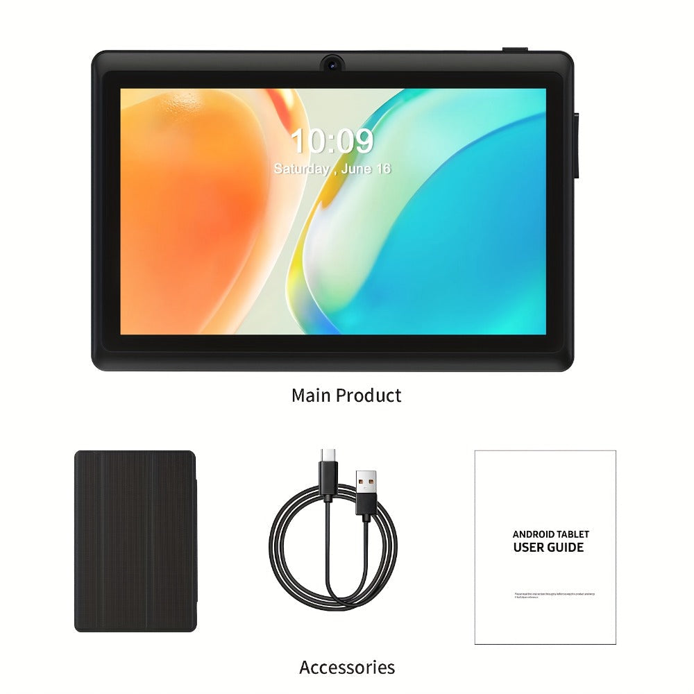 Android 13 Tablet 7 Inch with Protective Case – 4GB RAM, 32GB ROM, 1TB Expandable Storage, 3500mAh Battery, HD IPS Screen, Dual Camera, WiFi, USB-C, Classic Style Portable Tablet for Kids & Adults