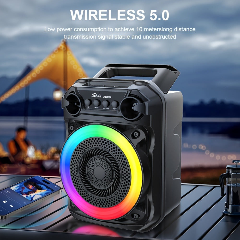 Portable Wireless Karaoke Speaker with Microphone & Bass Boost, TWS Stereo Sound, TF/SD Card Player, Type-C Charging, PA System for Outdoor Street Karaoke Parties Singing Computer DVD