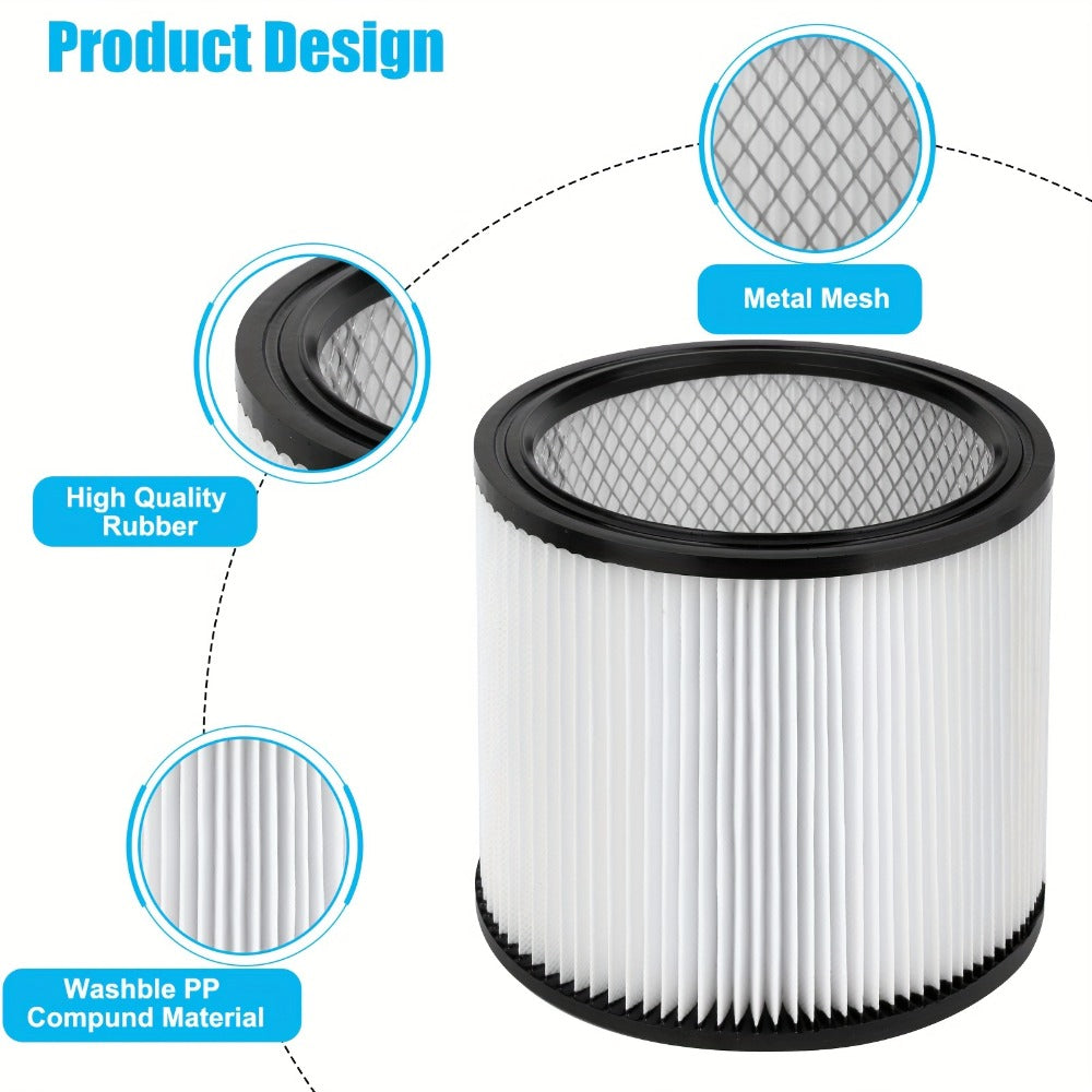 Shop Vac Replacement Filter 2-Pack – Washable Cartridge Filter Compatible with 90350 90304 90333, Fits Most Wet Dry Vacuum 5 Gallon and Above, Reusable Wet Dry Vac Filter Set