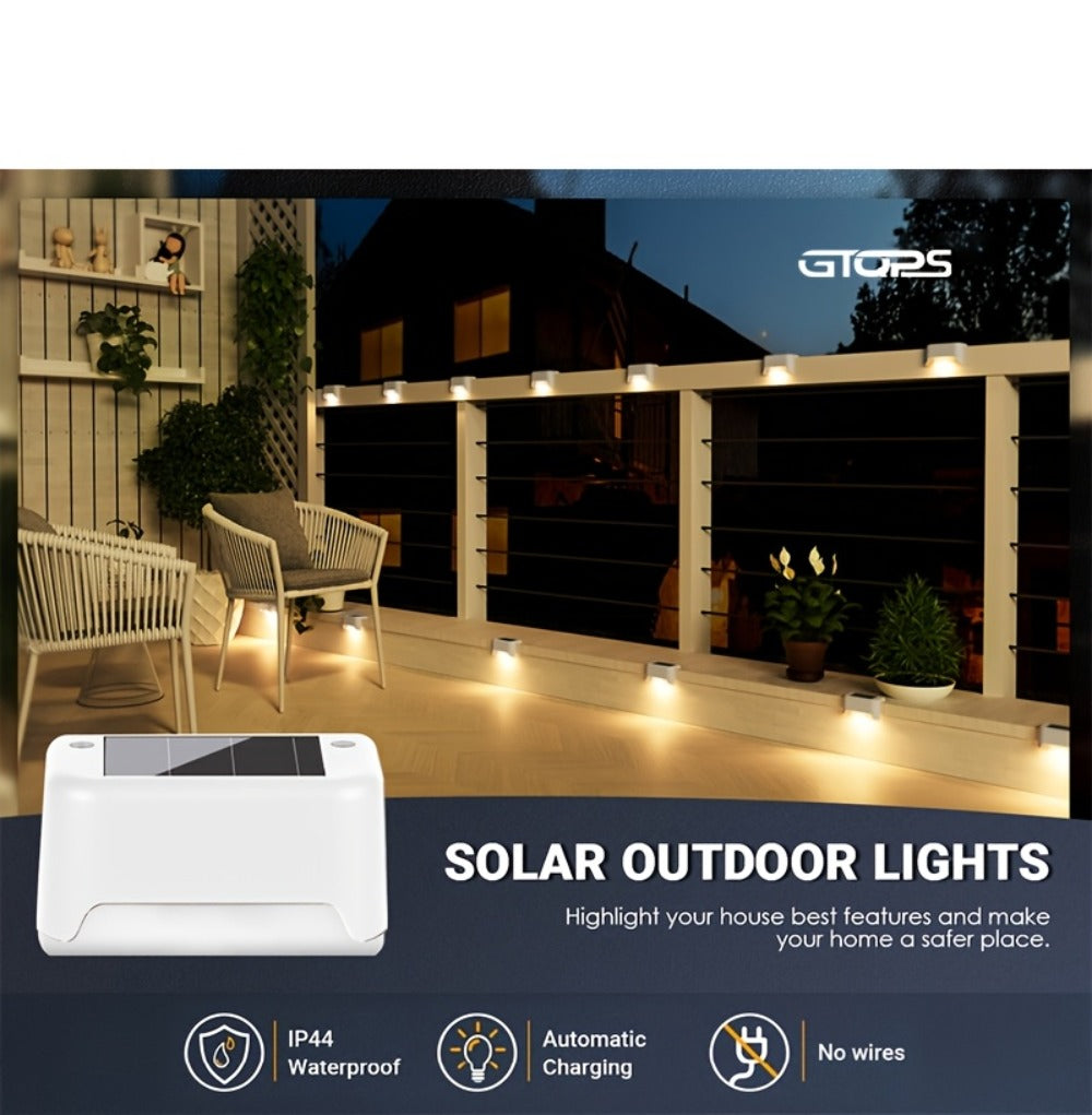Solar Deck Lights Outdoor Waterproof Auto On Off – Warm White LED Step Stair Fence Lights 800mAh 12-Hour Runtime for Patio Balcony Yard Driveway Garden Black White Brown 8 16 32 Pack