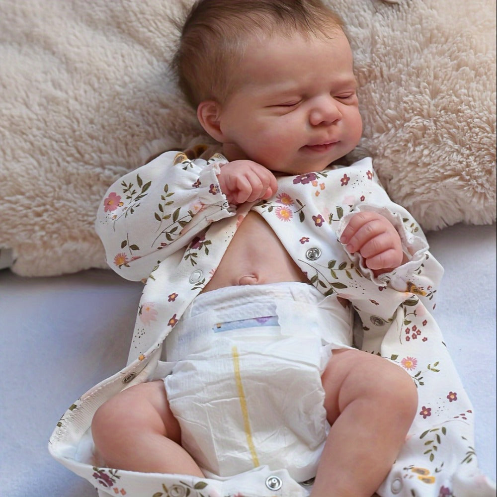 19-Inch Full Vinyl Reborn Baby Doll with Rooted Hair and Accessories