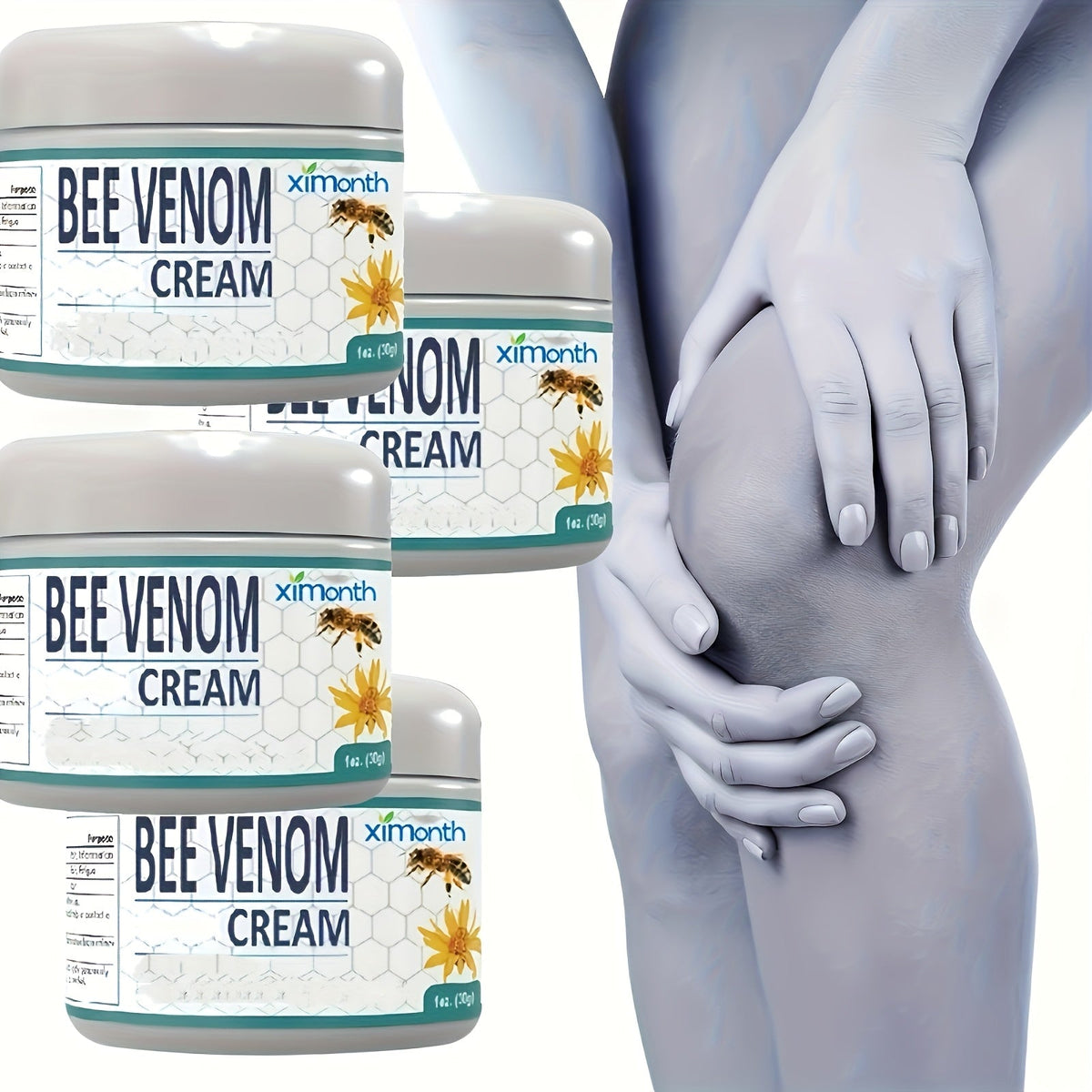 Bee Venom Joint & Muscle Cream for Hands Feet Knees Lumbar Support - Hydrating Glycerin Paraffin Wax Fragrance-Free Soothing Relief Cream All Skin Types Daily Wellness Care