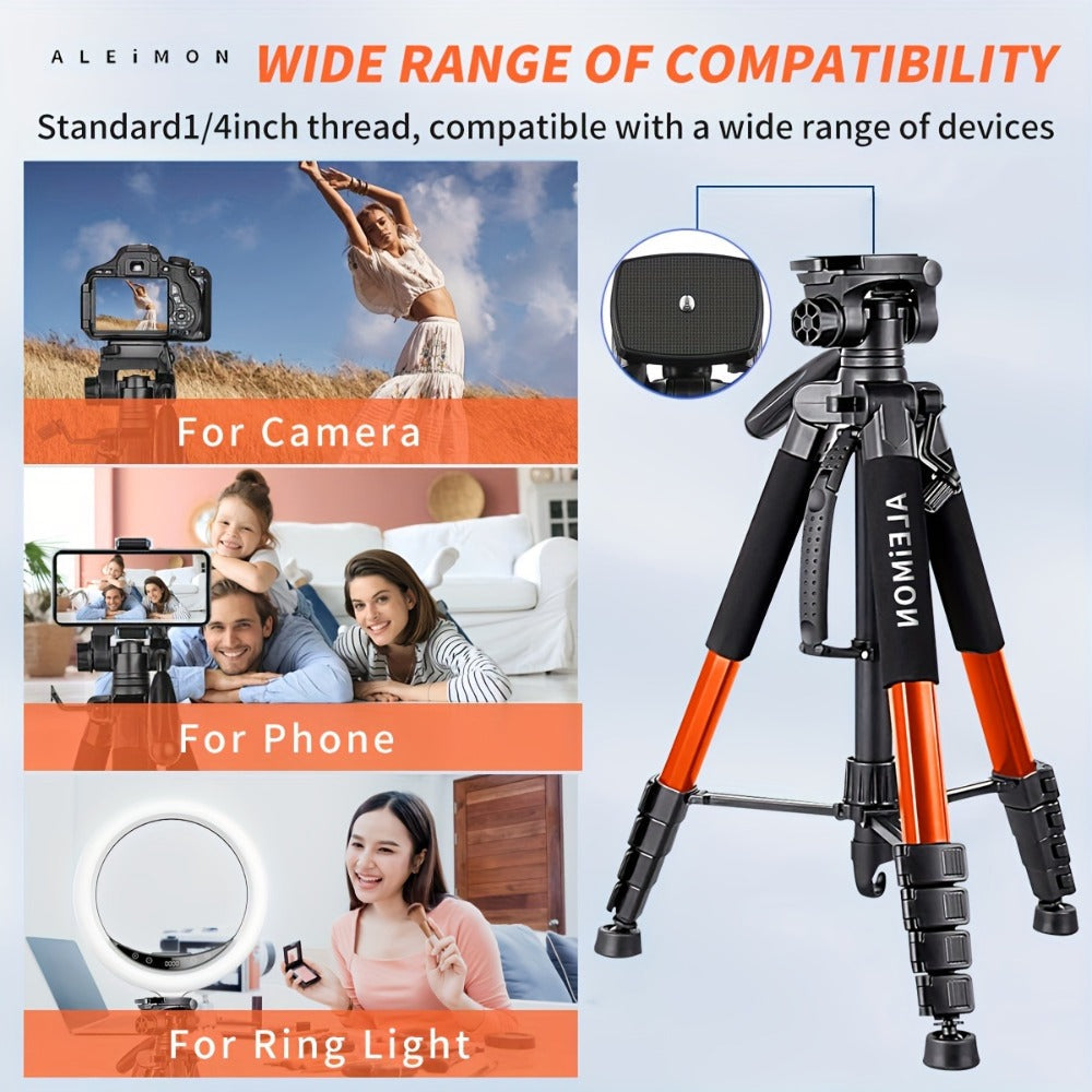 Heavy Duty Aluminum Tripod 74 Inch Red 3-Section, ALEiMON 188cm 14lb Capacity Adjustable Camera Stand with Tote Bag for DSLR, Mirrorless, Smartphone, Projector & Outdoor Photography