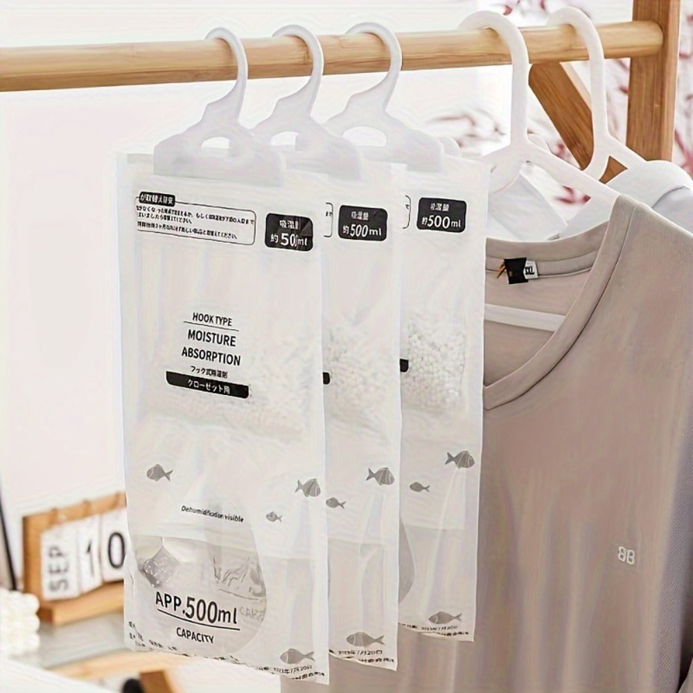 Hanging Moisture Absorber Bags 10-Pack, Dehumidifier Bags for Closet Wardrobe Bedroom Bathroom, High-Efficiency Moisture Proof Damp Absorbing Home Dehumidification