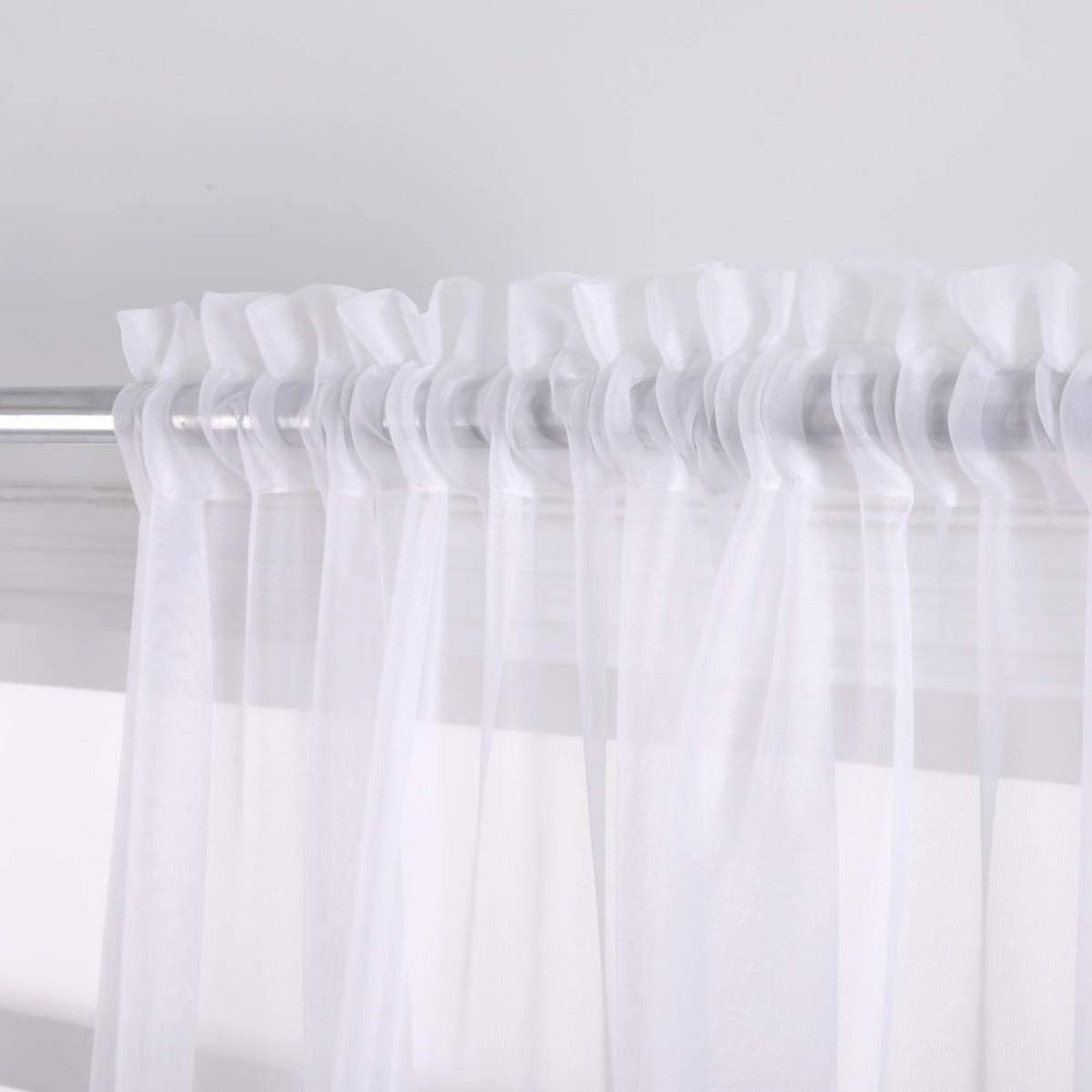 Sheer Curtains 2 Panels Rod Pocket – Light Filtering Privacy Window Drapes for Living Room Bedroom Modern Home Decor