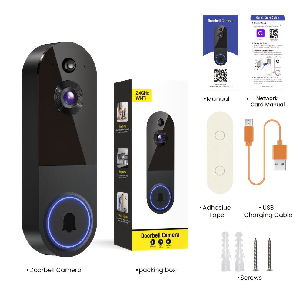 1440P Wireless Video Doorbell Camera WiFi Smart Doorbell with Night Vision Two-Way Audio Motion Detection Rechargeable Battery Local Storage AI Snapshot for Home Security