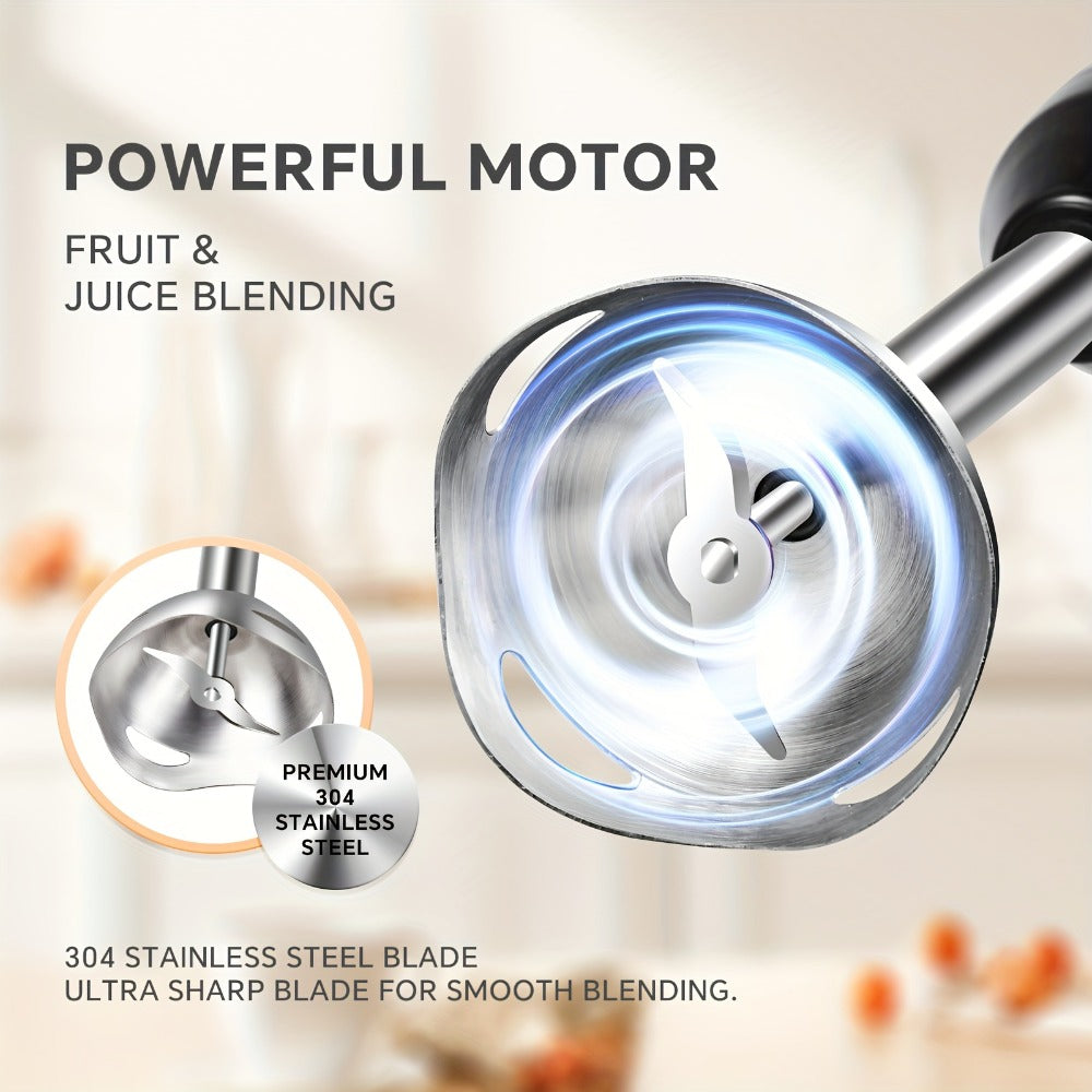 Immersion Blender 400W with Turbo Mode - Handheld Stick Blender with 304 Stainless Steel Blades, 2-Speed Electric Hand Blender, Detachable Shaft, Portable Immersion Mixer for Soups, Smoothies & Baby Food