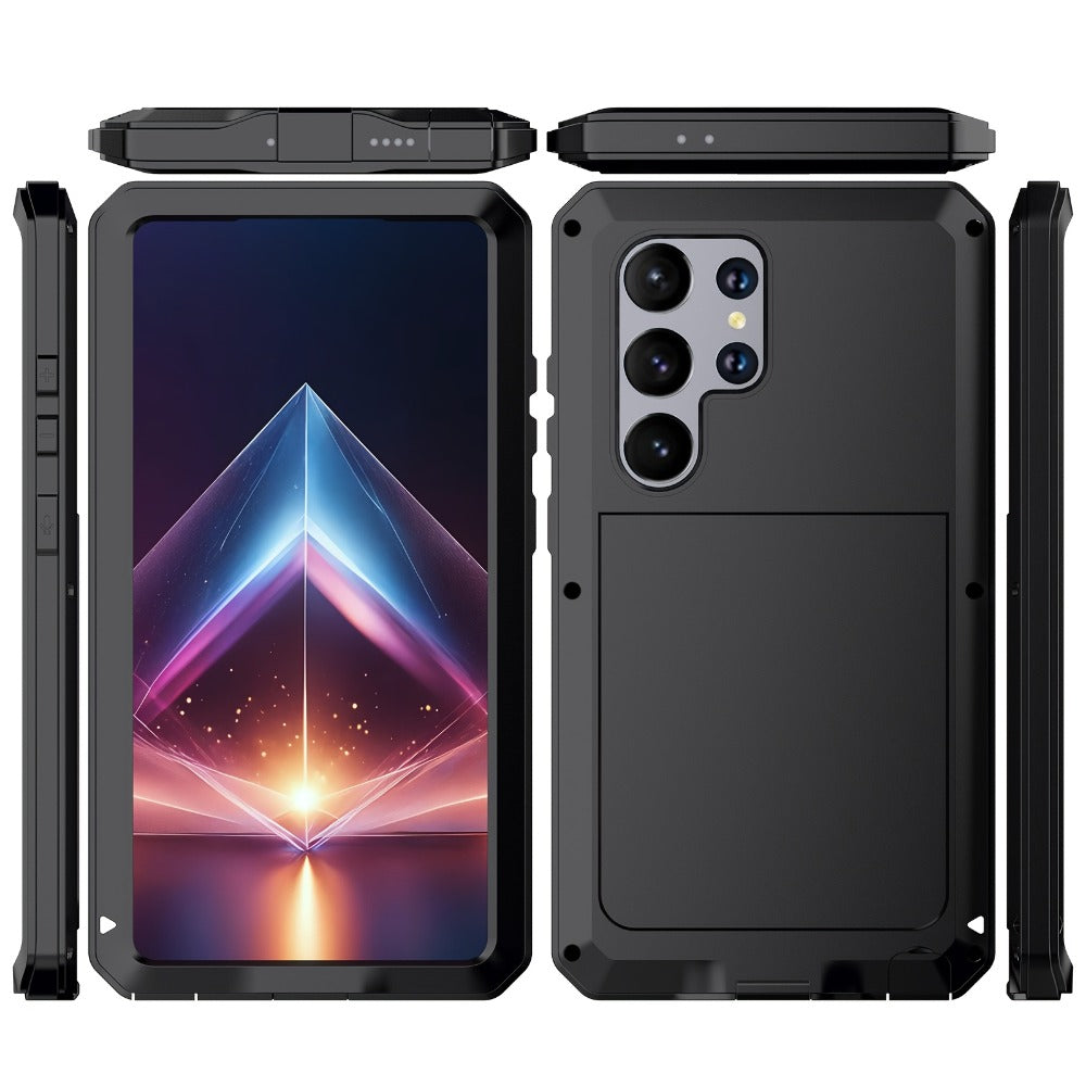 Heavy Duty Samsung Galaxy S24 Ultra Case Rugged Metal with Built-In Glass Screen Protector – Military-Grade Shockproof Dustproof Drop Protection Hard Cover, Compatible with Galaxy S23 Ultra S-Pen