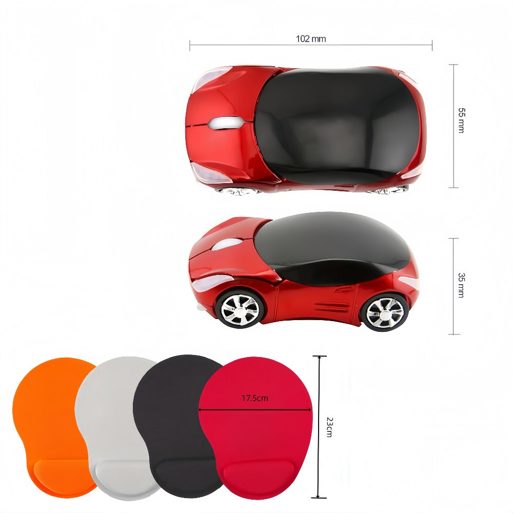 Novelty Car Shaped Computer Mouse Wired USB Optical – Creative Desk Accessory for PC, Laptop, Desktop & Notebook | Unique Gift for Car Lovers, Gamers & Office Workers | Black & Red