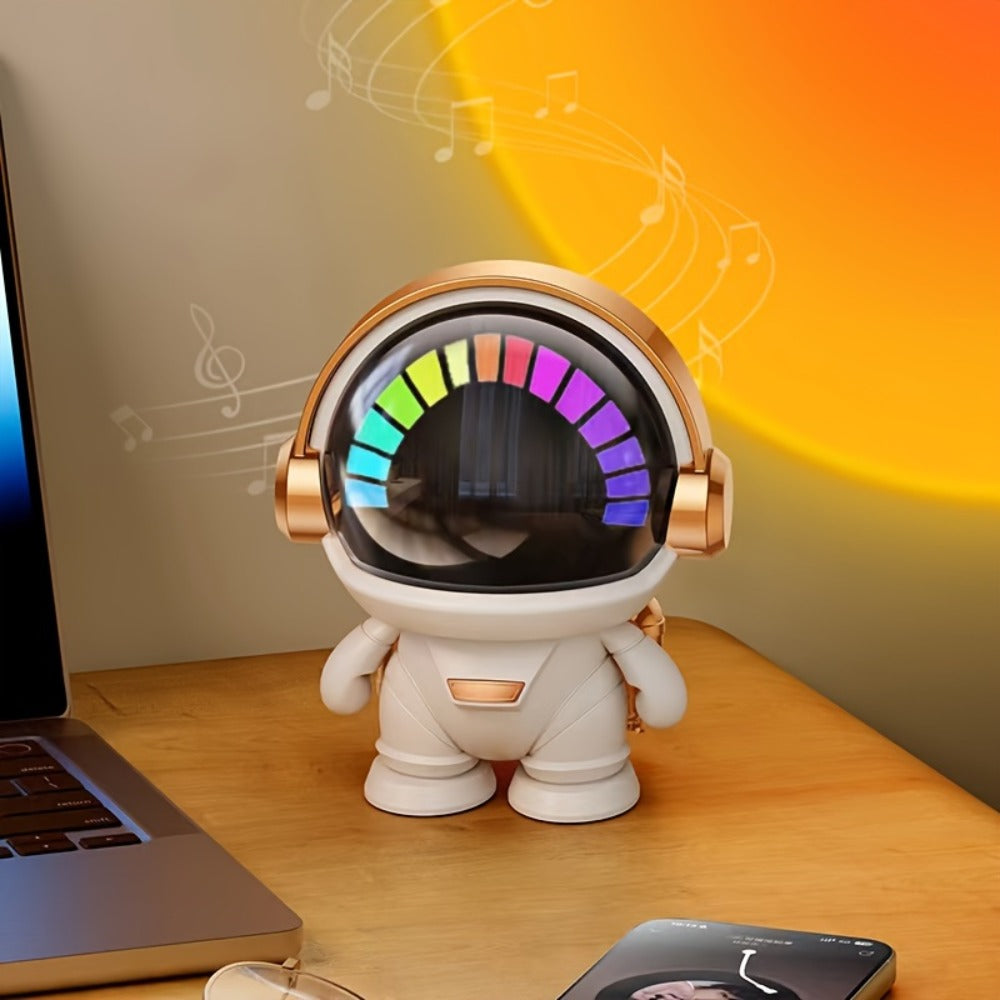 Cute Astronaut Wireless Speaker with LED Light, Portable Bluetooth Mini Speaker with Stereo Sound, USB Rechargeable Desktop Decoration Speaker for Home, Office & Party – Unique Birthday Gift for Kids, Teens & Adults