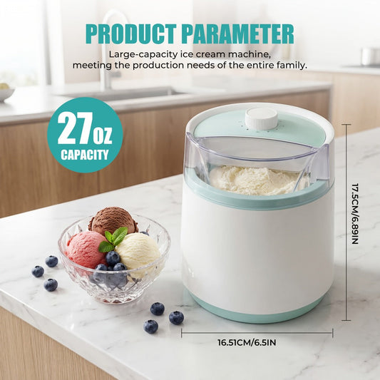 Electric Ice Cream Maker with LED Screen, 2 L & 0.8 L Options for Home Desserts