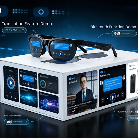 AI Translator Smart Glasses with Real-Time Simultaneous Translation, Photochromic Lenses, Built-In Wireless Earphones, HD Calls & Music – Wearable AI Eyewear for Men & Women