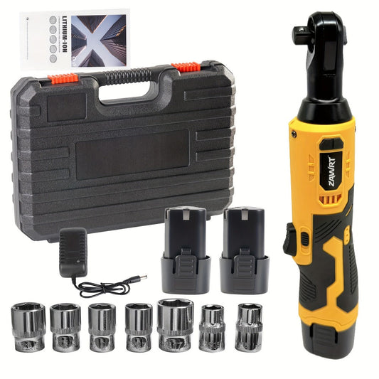 Cordless Ratchet Wrench Set, 12V 45Nm with 3/8-Inch Drive and Battery Kit Options