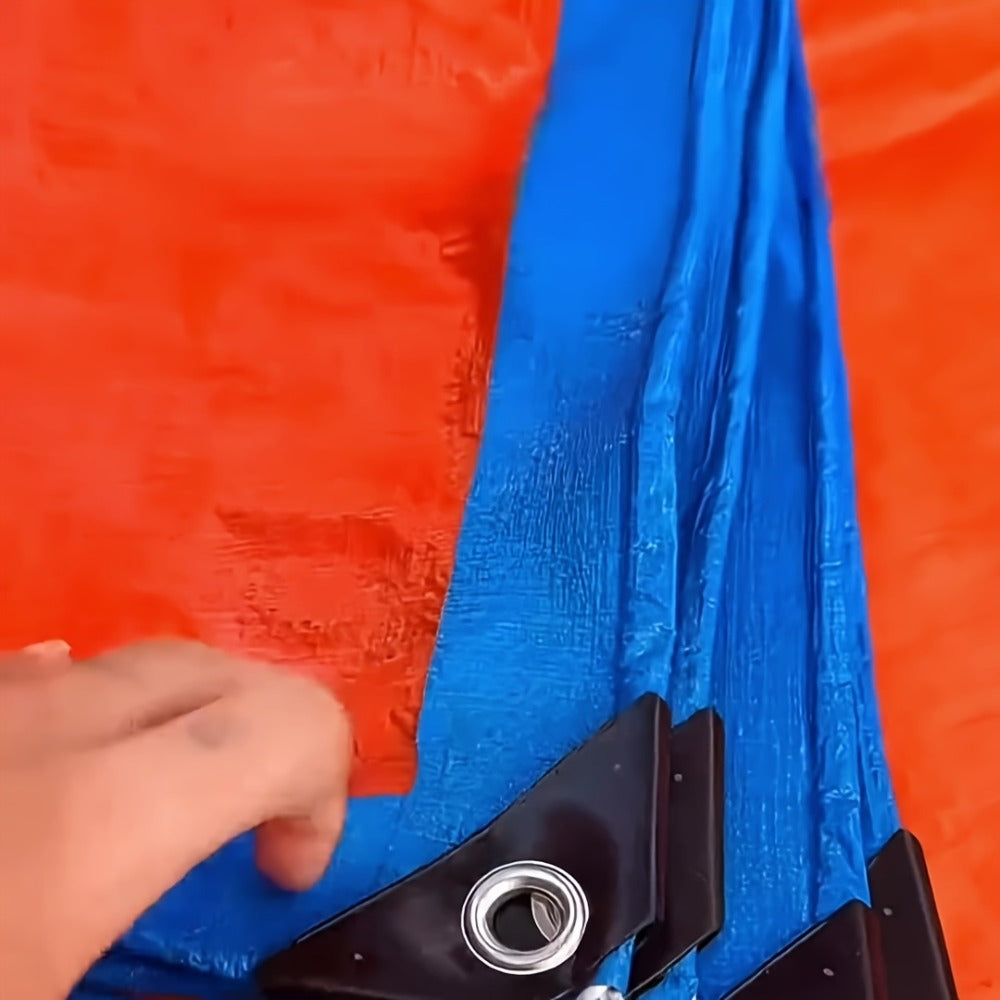Heavy Duty Tarp Waterproof UV Resistant Tarpaulin – Thickened PE Double-Sided Blue Orange Rainproof Sun Shade Cover with Grommets & Rope for Outdoor Camping Garden Vehicle Boat Protection