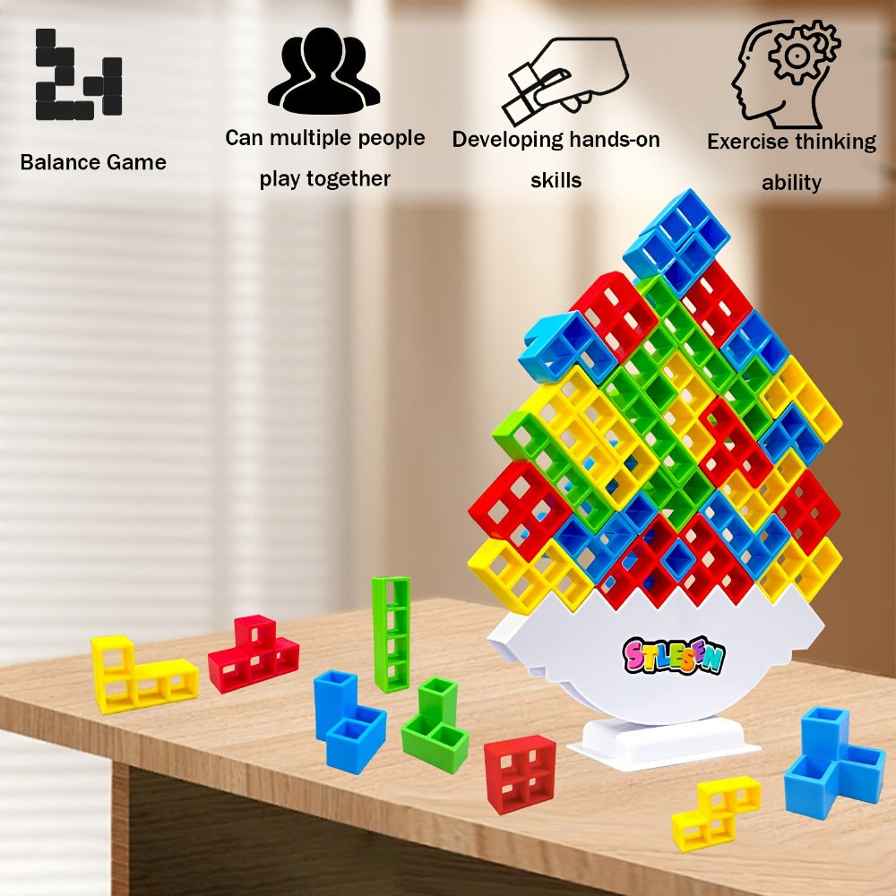 Balancing Stacking Blocks Game Set, Tumble Tower Family Game in 16 to 68 Piece Sizes