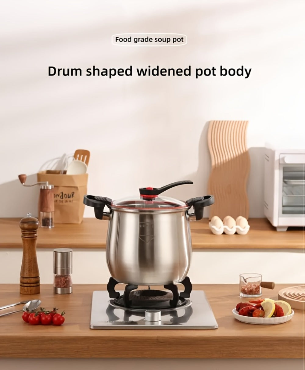 304 Stainless Steel Stew Pot Large Capacity – Food-Grade Non-Stick Multipurpose Cooker | Induction & Gas Stove Compatible Soup Pot for Home Kitchen | Durable Even-Heating Cooking Pot